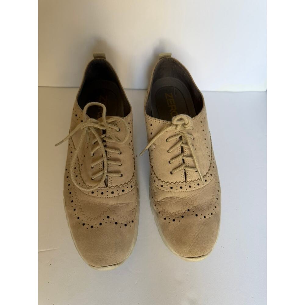 Cole Haan Grand.OS Wingtip Oxford Sneakers Beige Leather Shoes Size 7